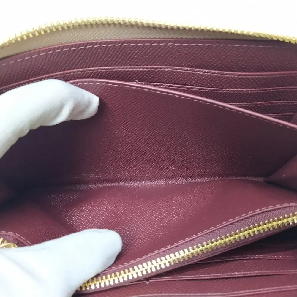 Coach Taupe Brown Crossgrain Leather Zip Around Credit Card Wallet - NWT $298